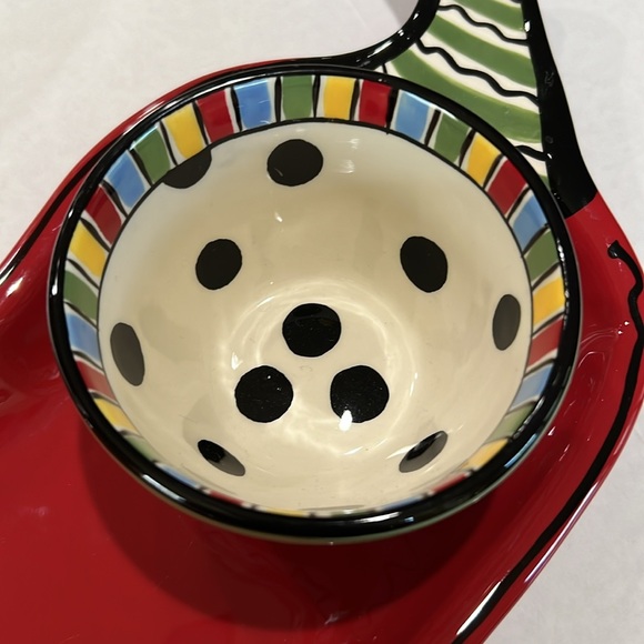 M. Bagwell ceramic red pepper 🌶️ chip and dip serving dish - Picture 6 of 7